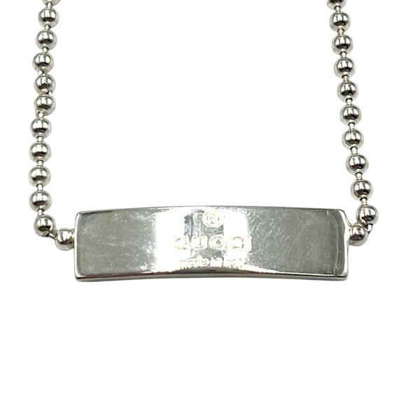 Gucci Necklace Logo Plate Choker Silver 925 Women's